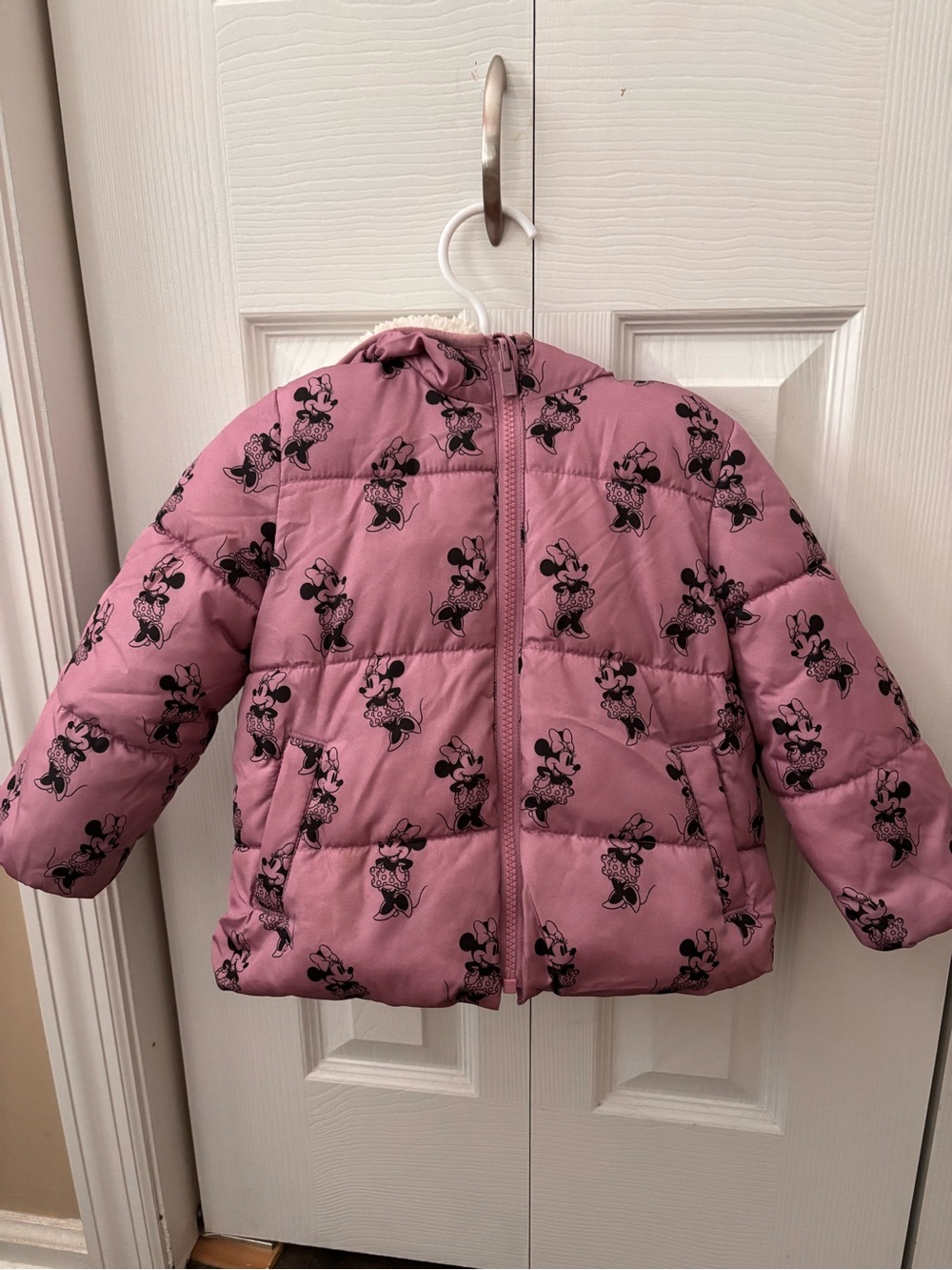 GAP Pink Minnie Mouse Sherpa lined Puffer jacket -3T